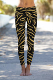 Roarsome Lucy Black & Gold Tiger Printed Leggings Yoga Pants - Women - Pineapple Clothing