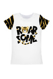 Roarsome Zoe White Designer Slogan Tiger Print Glitter T-Shirt - Girls - Pineapple Clothing