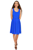 3 for $49! Royal Blue Stretchy Sleeveless Fit & Flare Midi Dress - Women - Pineapple Clothing