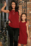 Ruby Red Floral Sleeveless Holiday Designer Mother Daughter Outfit - Pineapple Clothing