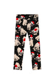 Santa Puglaus Lucy Black Dog Christmas Holiday Winter Leggings - Girls - Pineapple Clothing