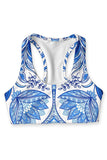 Santorini Stella White Blue Seamless Racerback Sport Yoga Bra - Women - Pineapple Clothing