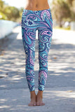 Sensation Lucy Blue Boho & Geometric Print Leggings Yoga Pants - Women - Pineapple Clothing