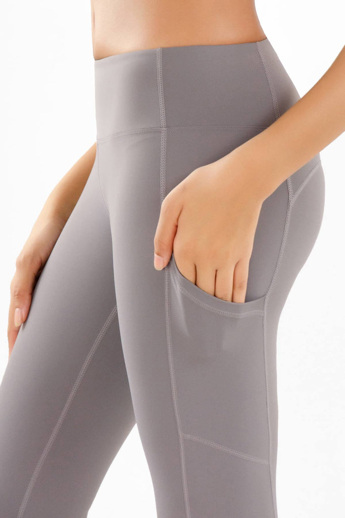 3 for $49! Silver Grey Cassi Side Pockets Workout Leggings Yoga Pants -  Women - Pineapple Clothing