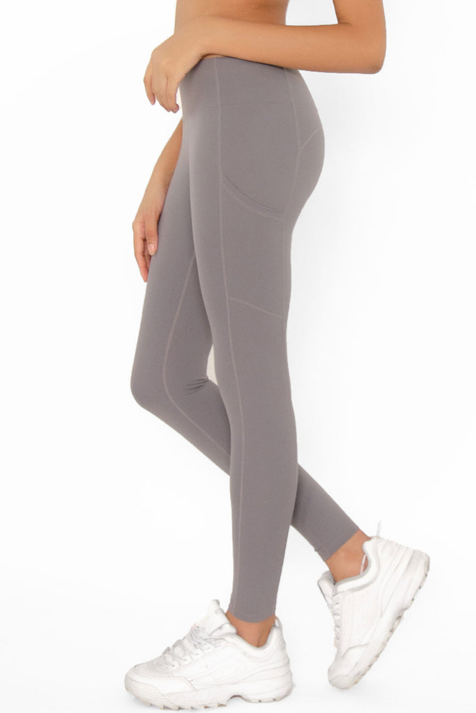 BNWT Bubblelime Size XL Grey Compression Yoga Pants with Side Pockets $36 