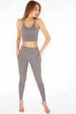 SEMI-ANNUAL SALE! Silver Grey Cassi Mesh Pockets Workout Leggings Yoga Pants - Women - Pineapple Clothing
