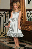 Silver Grey Fit & Flare Summer Party Little Princess Dress Flower Girl - Pineapple Clothing