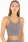 SEMI-ANNUAL SALE! Silver Grey Kelly Strappy Long Line Padded Sports Bra - Women - Pineapple Clothing
