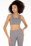 SEMI-ANNUAL SALE! Silver Grey Kelly Strappy Open-Back Padded Sports Bra - Women - Pineapple Clothing