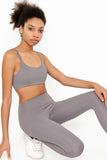 SEMI-ANNUAL SALE! Silver Grey Kelly Strappy Padded Sports Bra - Women - Pineapple Clothing