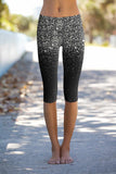 Silver Chichi Ellie Black Glitter Printed Yoga Capri Leggings - Women - Pineapple Clothing