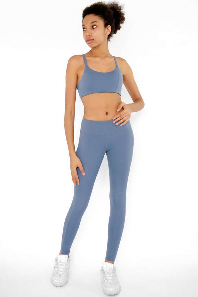 3 for $49! Sky Blue Cassi Side Pockets Workout Leggings Yoga