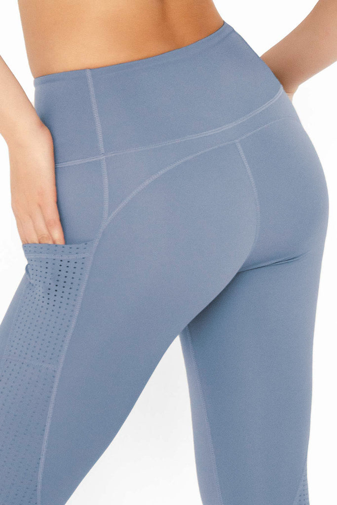 Women's Workout Leggings With Back Pockets Blue Tight Yoga Pants