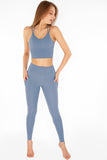SEMI-ANNUAL SALE! Sky Blue Cassi Mesh Pockets Workout Leggings Yoga Pants - Women - Pineapple Clothing