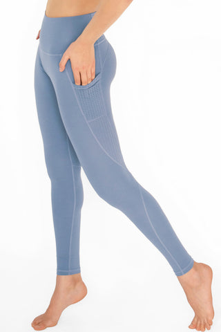 3 for $49! Sky Blue Cassi Side Pockets Workout Leggings Yoga