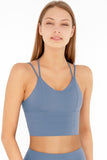 SEMI-ANNUAL SALE! Sky Blue Kelly Strappy Long Line Padded Sports Bra - Women - Pineapple Clothing