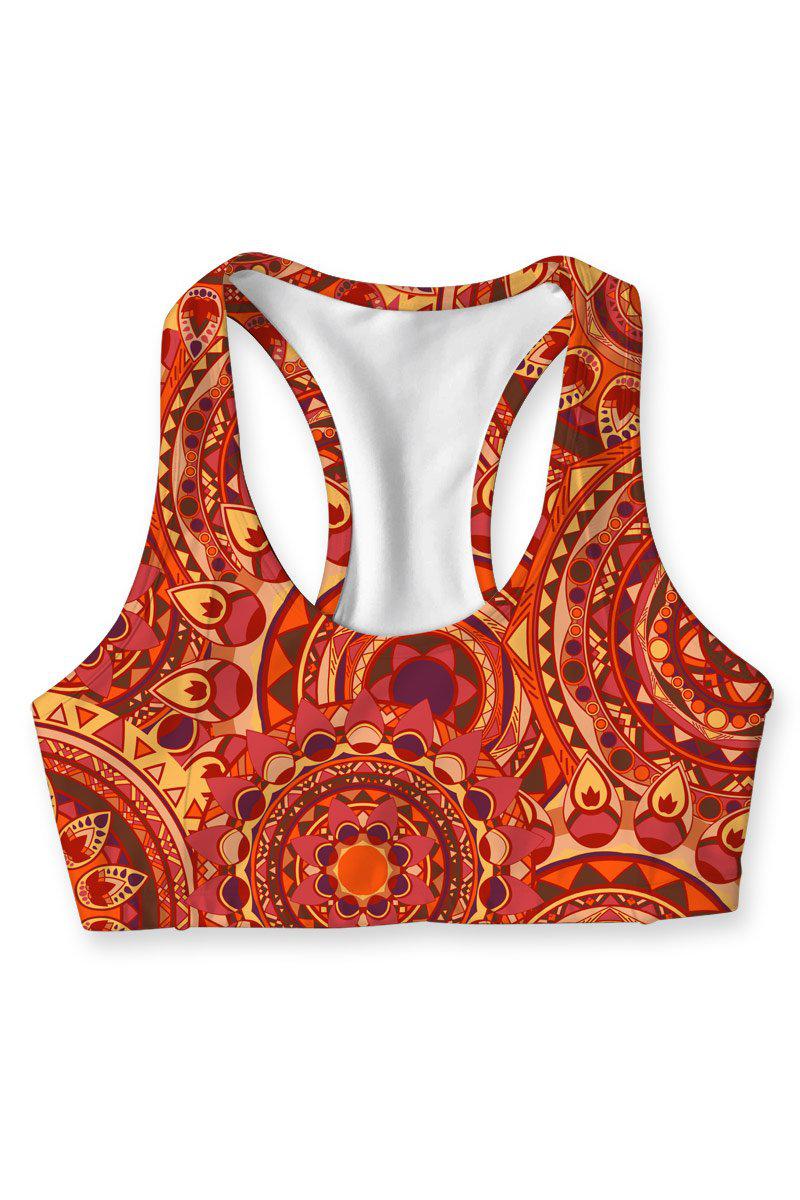 Solis Stella Orange Boho Seamless Racerback Sport Yoga Bra - Women - Pineapple Clothing
