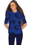 Blue Soulmate Sophia Lace Print Evening Top - Women - Pineapple Clothing