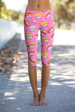 Soymates Ellie Pink Sushi Print Performance Capri Leggings - Women - Pineapple Clothing
