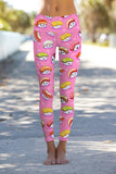 Soymates Lucy Pink Sushi Printed Cute Leggings Yoga Pants - Women - Pineapple Clothing