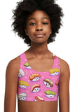 Soymates Stella Pink Sushi Print Racerback Sports Bra Crop Top - Kids - Pineapple Clothing