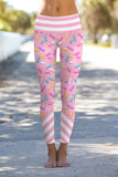 Sugar Baby Lucy Pink Candy Print Bright Leggings Yoga Pants - Women - Pineapple Clothing