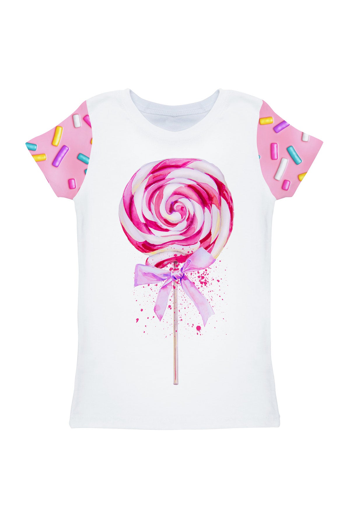 Sugar Baby Zoe White Pink Lollypop Print Cute Summer T-Shirt - Kids - Pineapple Clothing