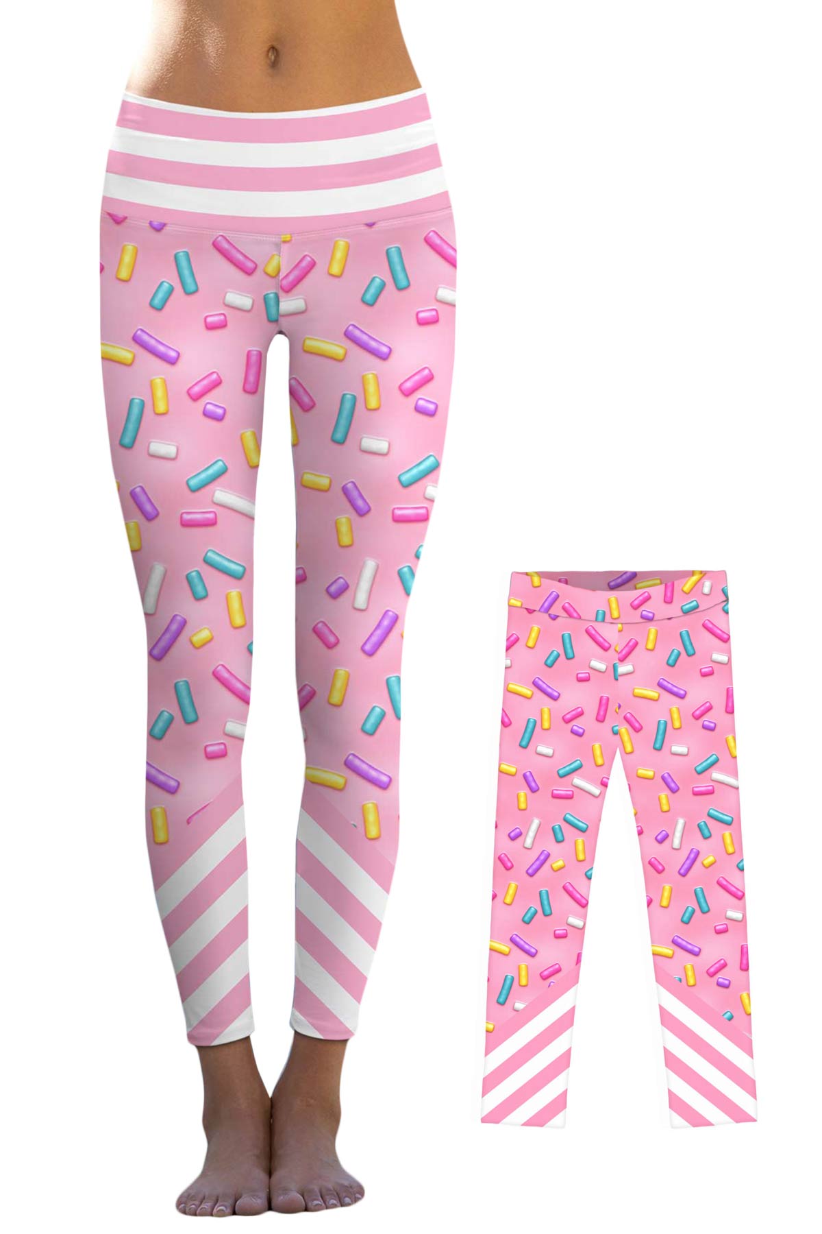 Sugar Baby Lucy Pink Candy Print Bright Cute Leggings - Mommy and Me - Pineapple Clothing