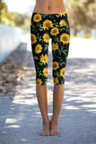 Sunnyflower Ellie Black & Yellow Floral Yoga Capri Leggings - Women - Pineapple Clothing