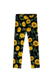 Sunnyflower Lucy Black & Yellow Cute Floral Printed Leggings - Kids - Pineapple Clothing