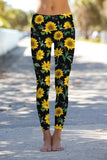 Sunnyflower Lucy Black & Yellow Floral Printed Yoga Leggings - Women - Pineapple Clothing