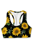 Sunnyflower Stella Black Floral Seamless Racerback Sports Bra - Women - Pineapple Clothing