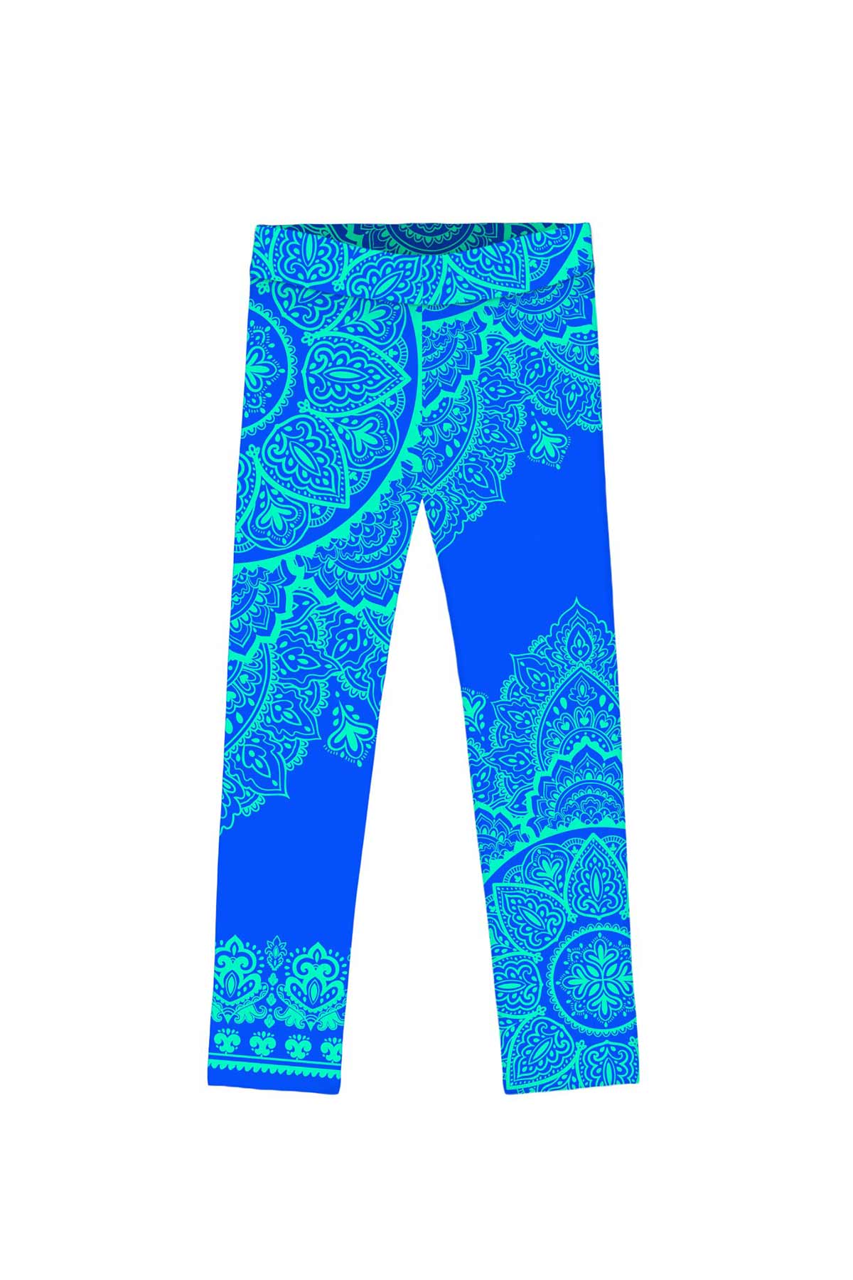 Surfing Nirvana Lucy Blue Geometric Boho Print Trendy Leggings - Kids - Pineapple Clothing