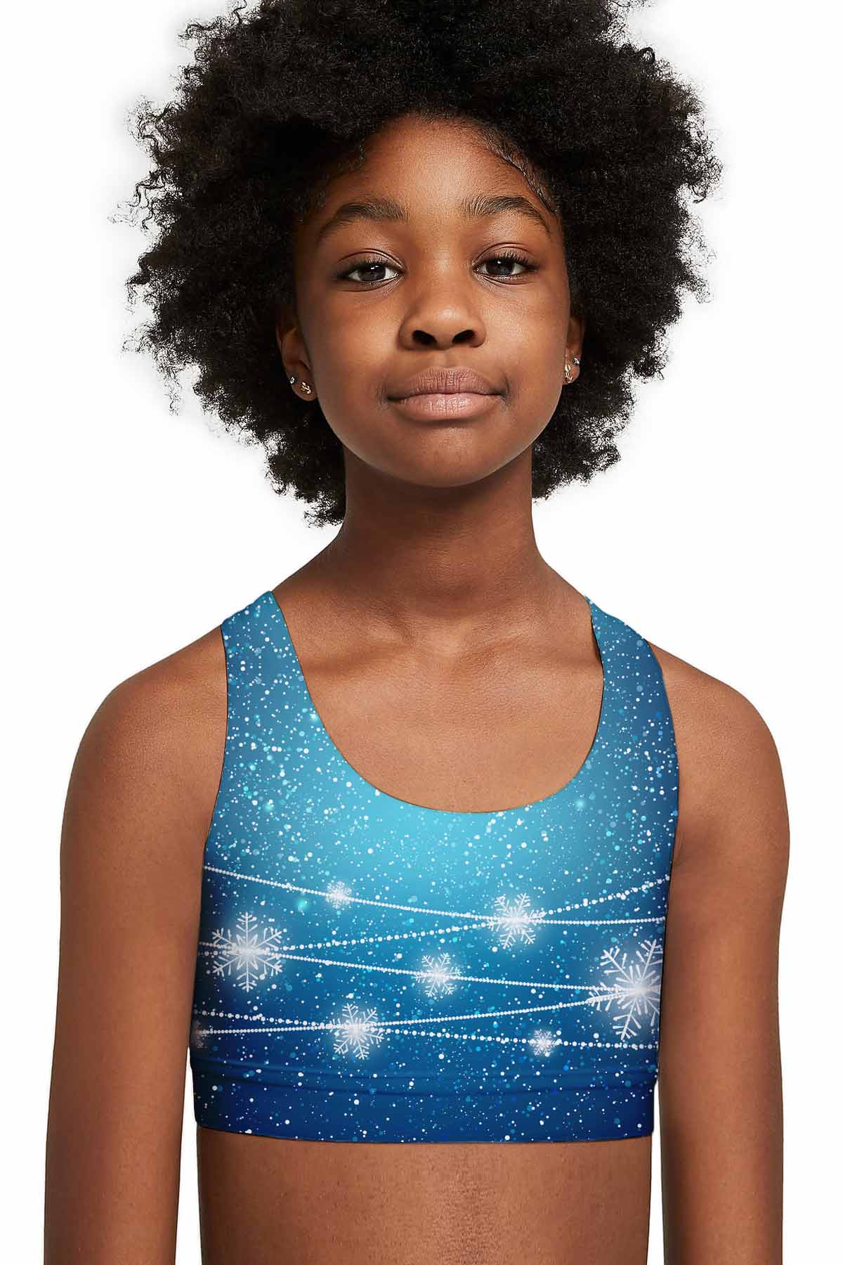 The Snow Queen Stella Blue Seamless Sports Bra Crop Top - Kids - Pineapple Clothing