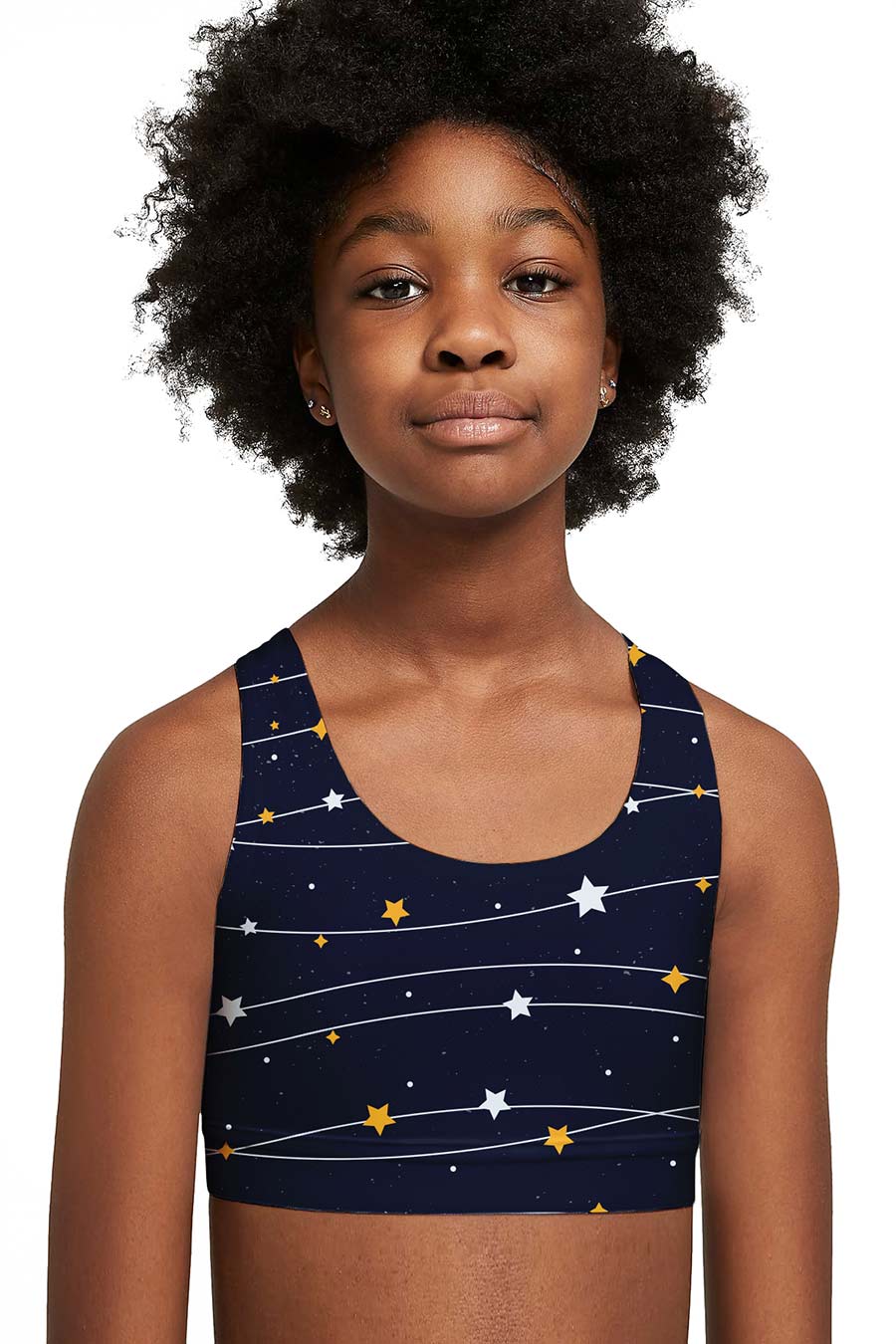 3 for $49! To the Moon & Back Stella Blue Racerback Sports Bra Crop Top - Kids - Pineapple Clothing