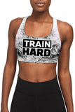 SEMI-ANNUAL SALE! Train Hard Stella White Black Seamless Racerback Sports Bra - Women - Pineapple Clothing