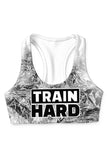 SEMI-ANNUAL SALE! Train Hard Stella White Black Seamless Racerback Sports Bra - Women - Pineapple Clothing