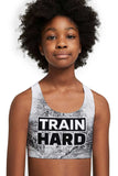 Train Hard Stella White Seamless Racerback Sports Bra Crop Top - Kids - Pineapple Clothing