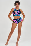 Trendsetter Cara Blue & Pink High-Waist Hipster Bikini Bottom - Women - Pineapple Clothing