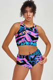 Trendsetter Cara Blue & Pink High-Waist Hipster Bikini Bottom - Women - Pineapple Clothing