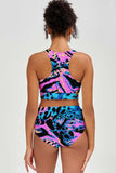 Trendsetter Carly Blue & Pink Animal Print Crop Bikini Top - Women - Pineapple Clothing