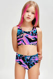 Trendsetter Claire Blue & Pink Animal Print Two-Piece Swimsuit - Girls - Pineapple Clothing