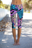 Trendsetter Ellie Blue & Pink Performance Yoga Capri Leggings - Women - Pineapple Clothing