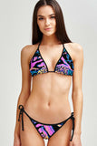 Trendsetter Linda Blue & Pink String Side Tie Bikini Bottom - Women - Pineapple Clothing