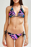 Trendsetter Sara Blue & Pink Animal Print Triangle Bikini Top - Women - Pineapple Clothing
