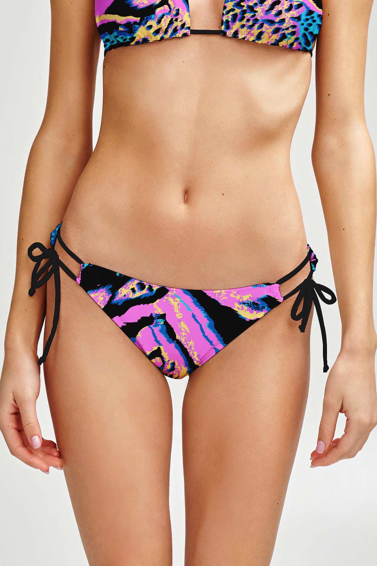 Trendsetter Sofia Blue & Pink Loop Tie Hipster Bikini Bottom - Women - Pineapple Clothing