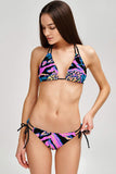 Trendsetter Sofia Blue & Pink Loop Tie Hipster Bikini Bottom - Women - Pineapple Clothing