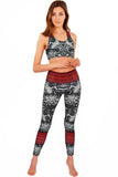 SEMI-ANNUAL SALE! Tribe Lucy Black & Red Aztec Print Leggings Yoga Pants - Women - Pineapple Clothing