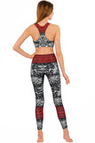SEMI-ANNUAL SALE! Tribe Lucy Black & Red Aztec Print Leggings Yoga Pants - Women - Pineapple Clothing