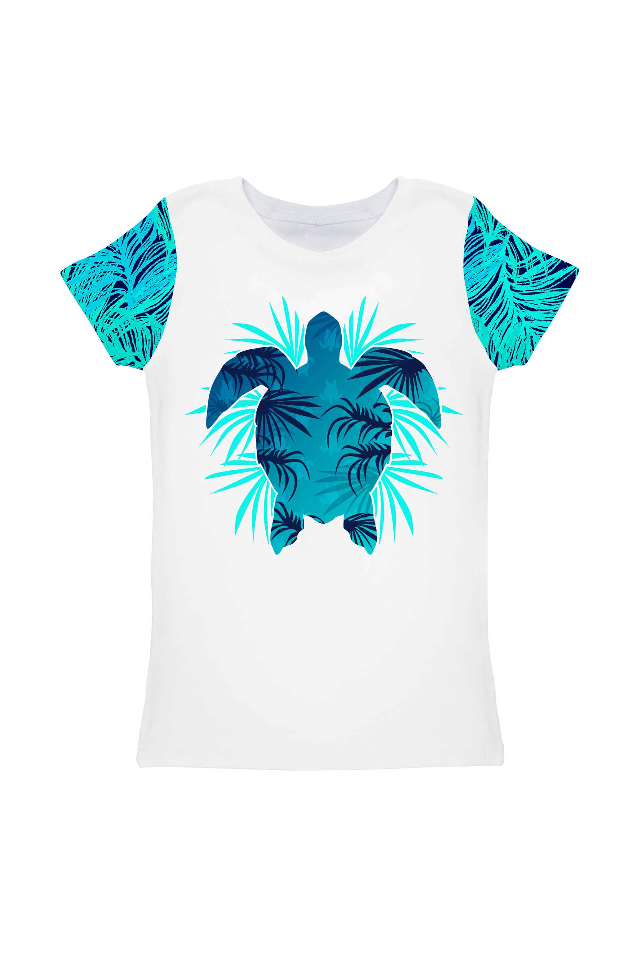 Tropical Dream Zoe White Green Tropical Print T-Shirt - Kids - Pineapple Clothing